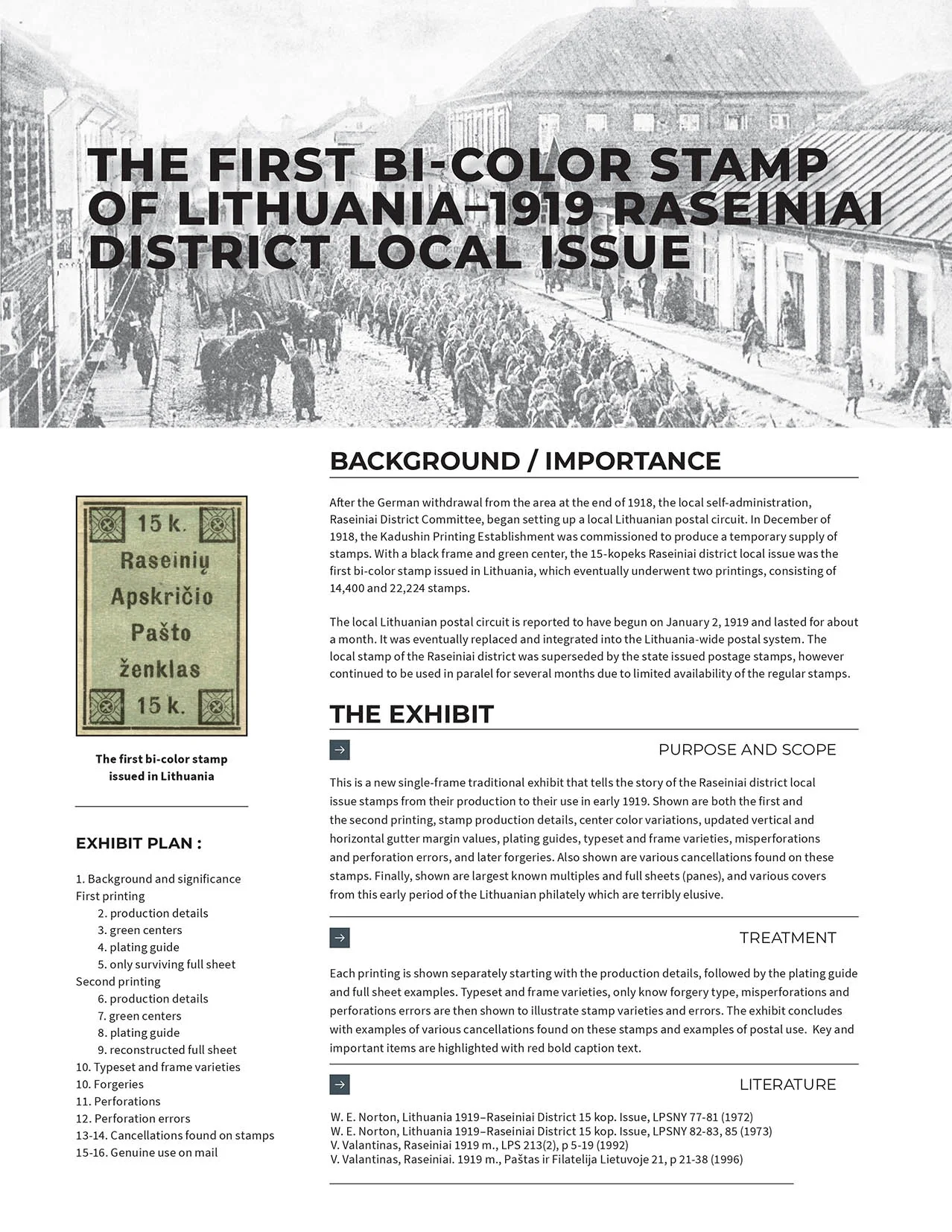 The First Bi-color Stamp of Lithuania–1919 Raseiniai District Local Issue, sheet 101