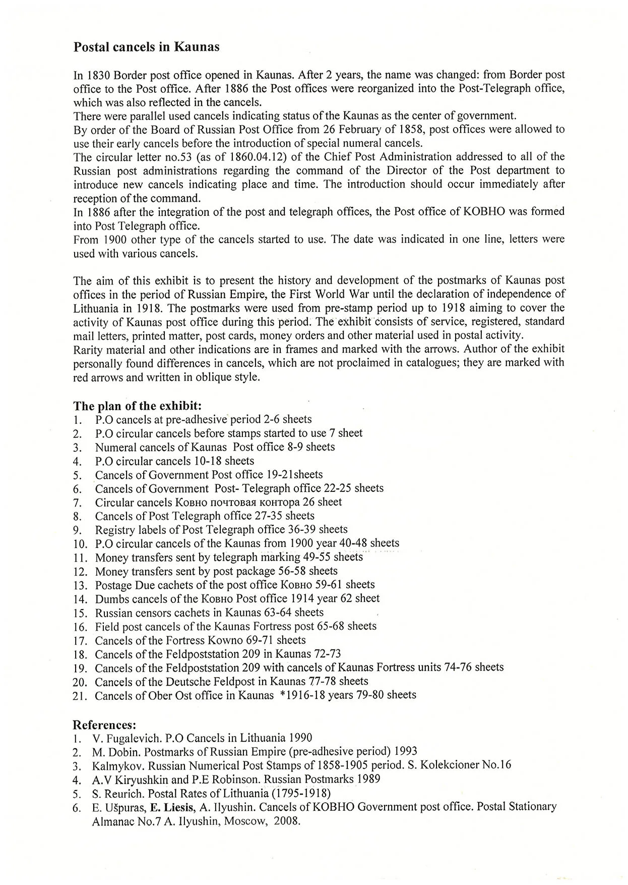Postal Cancels in Kaunas, sheet 101