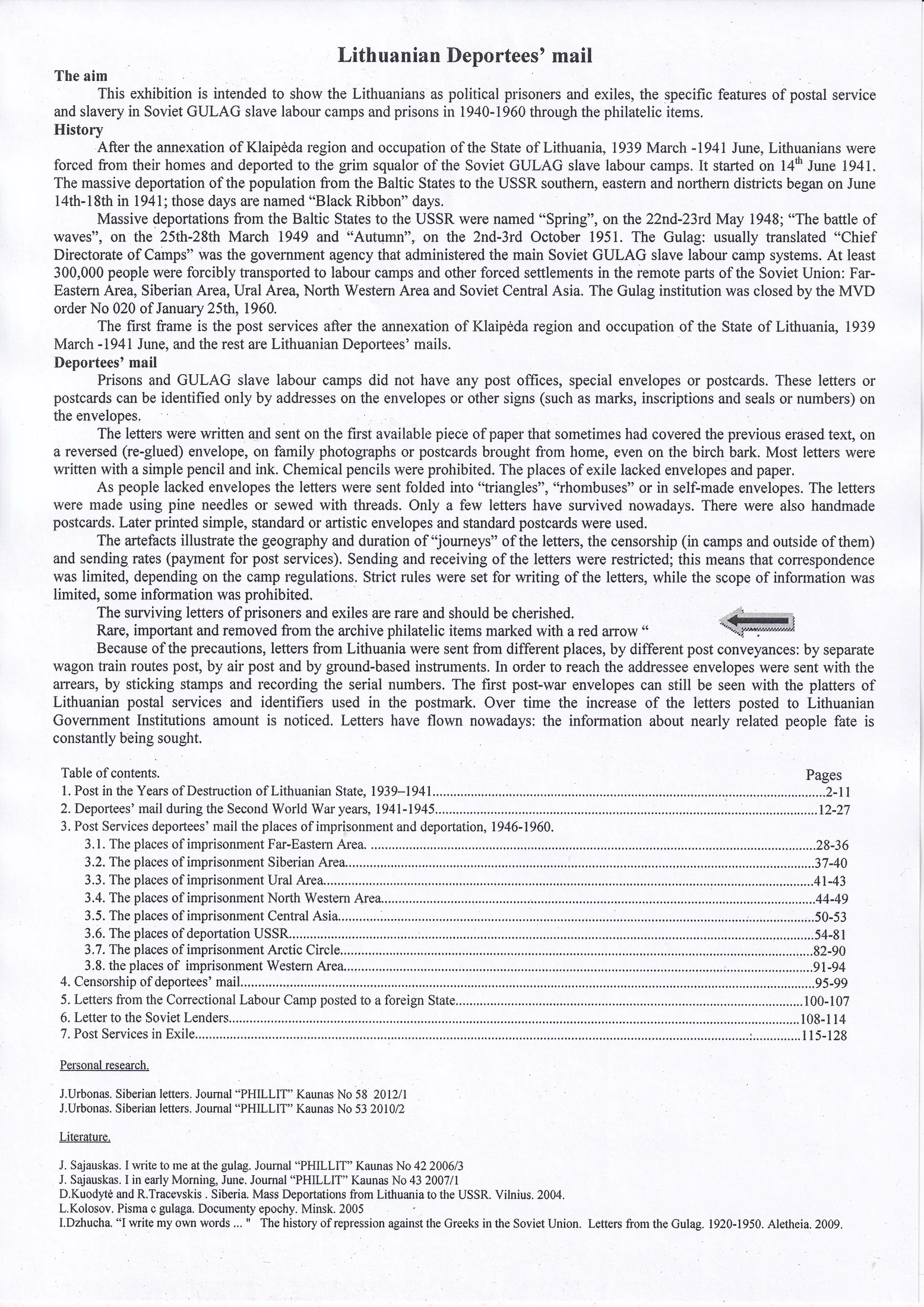 Lithuanian Deportees Mail, sheet 101