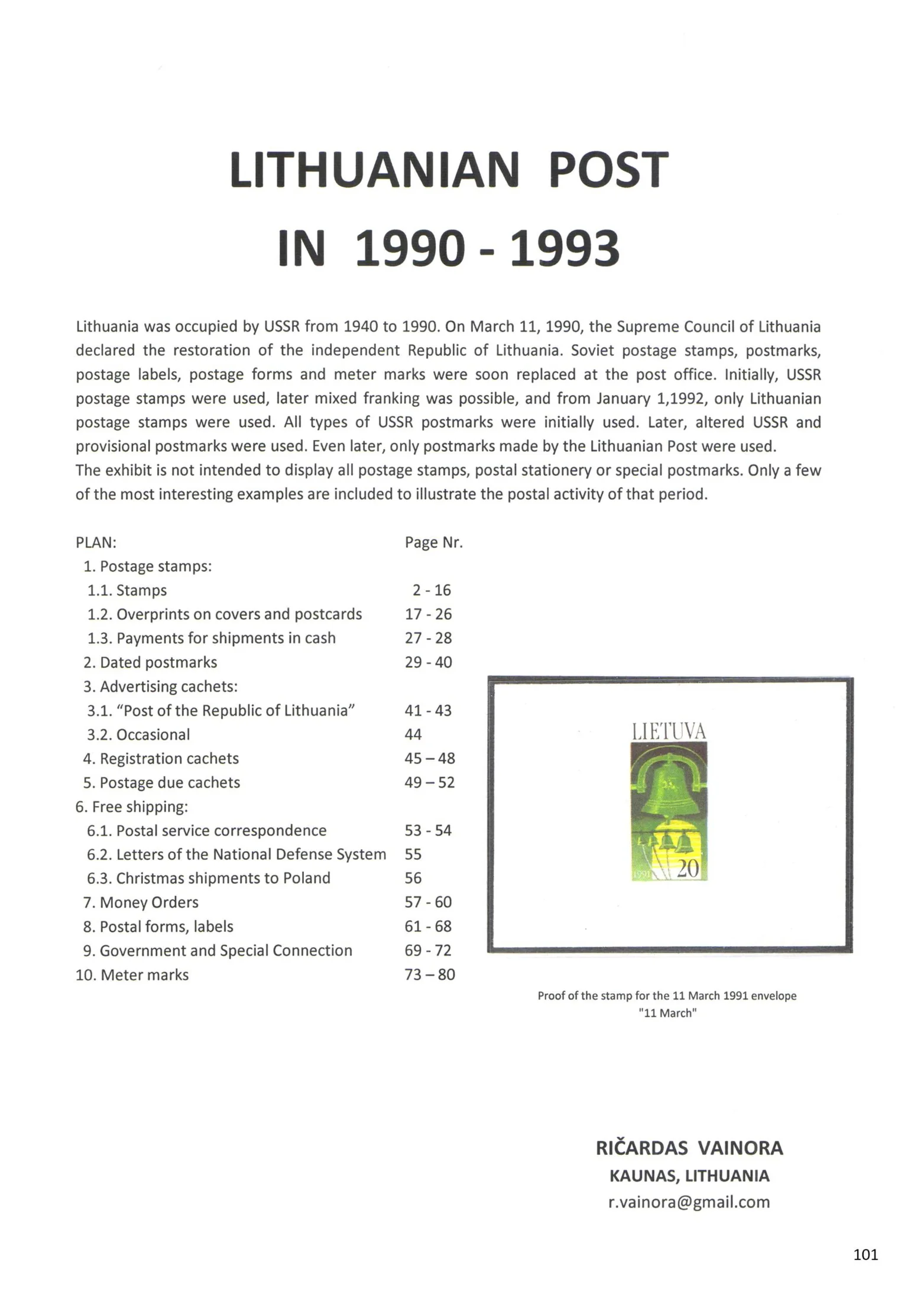 Lithuanian Post 1990–1993, sheet 101