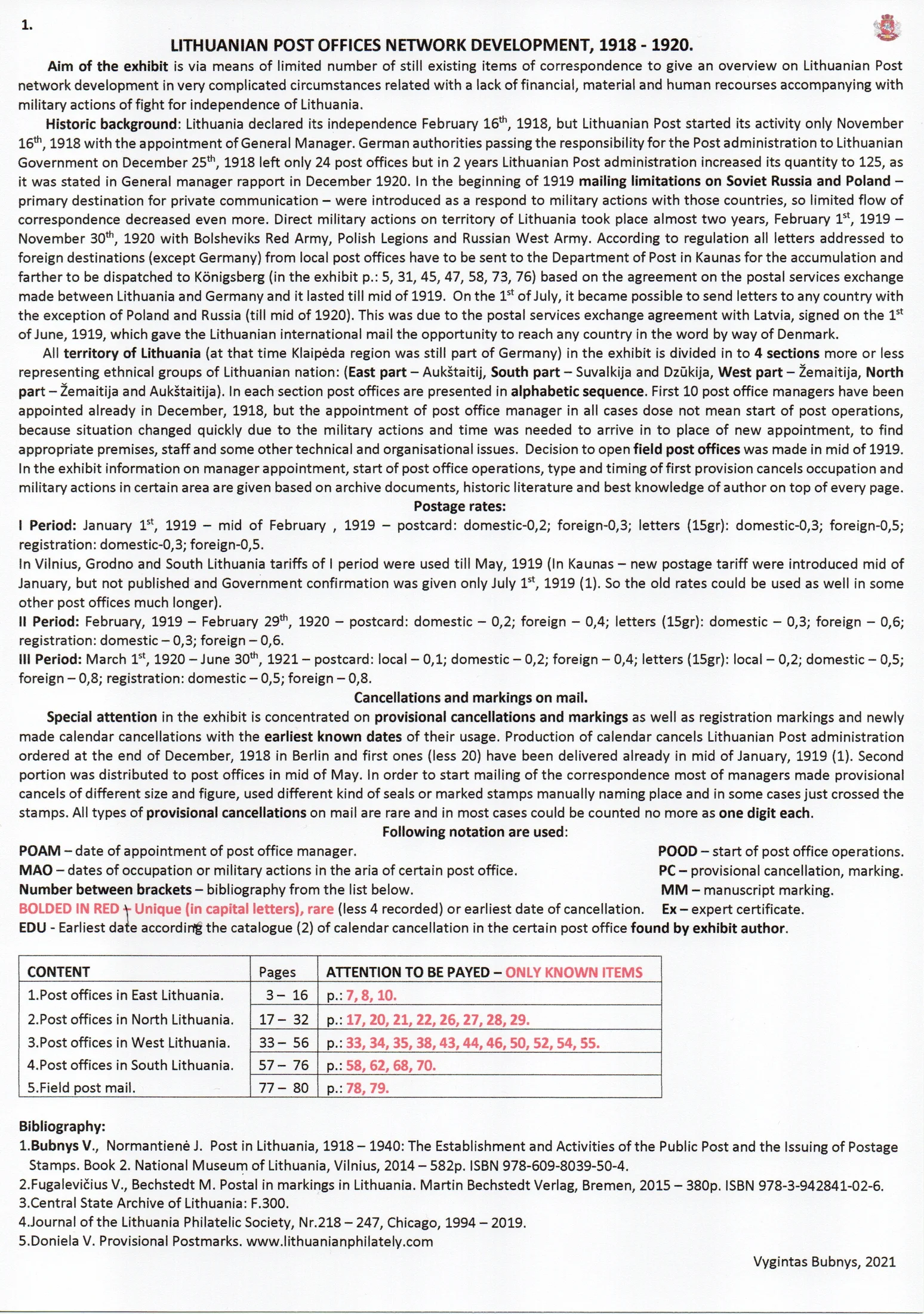 Lithuanian Post Offices Network Development, 1918–1920, sheet 101