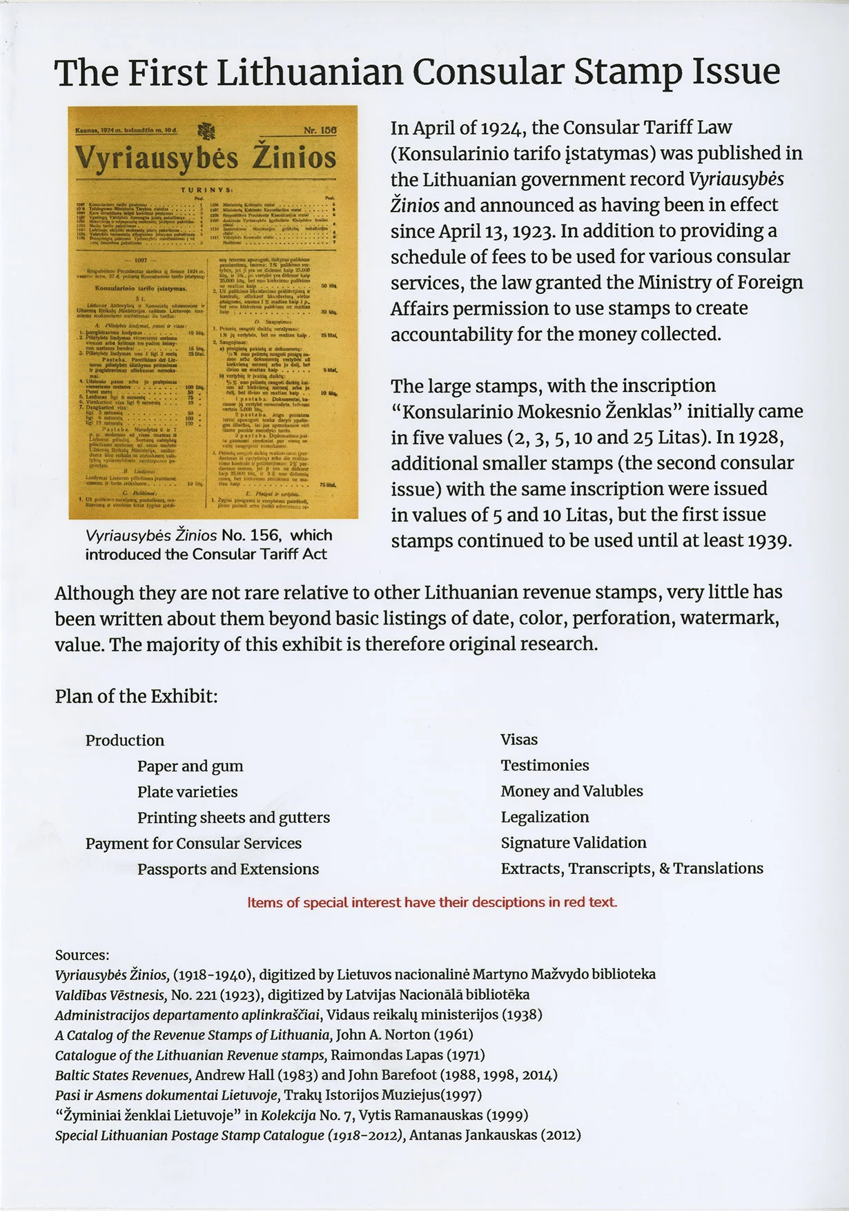 The First Lithuanian Consular Stamp Issue, sheet 101