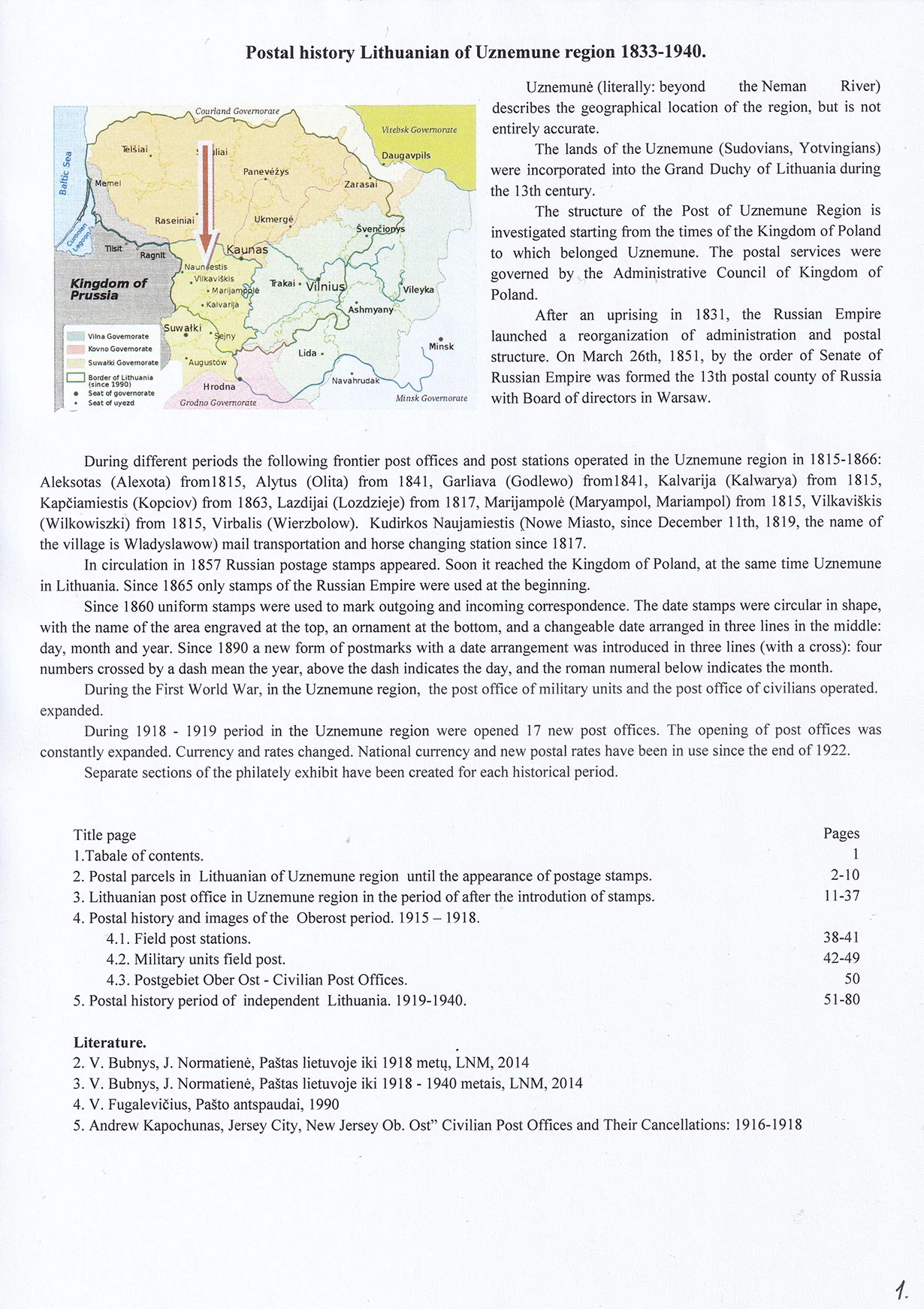 Postal History Lithuanian of Užnemune Region 1833-1940, sheet 101