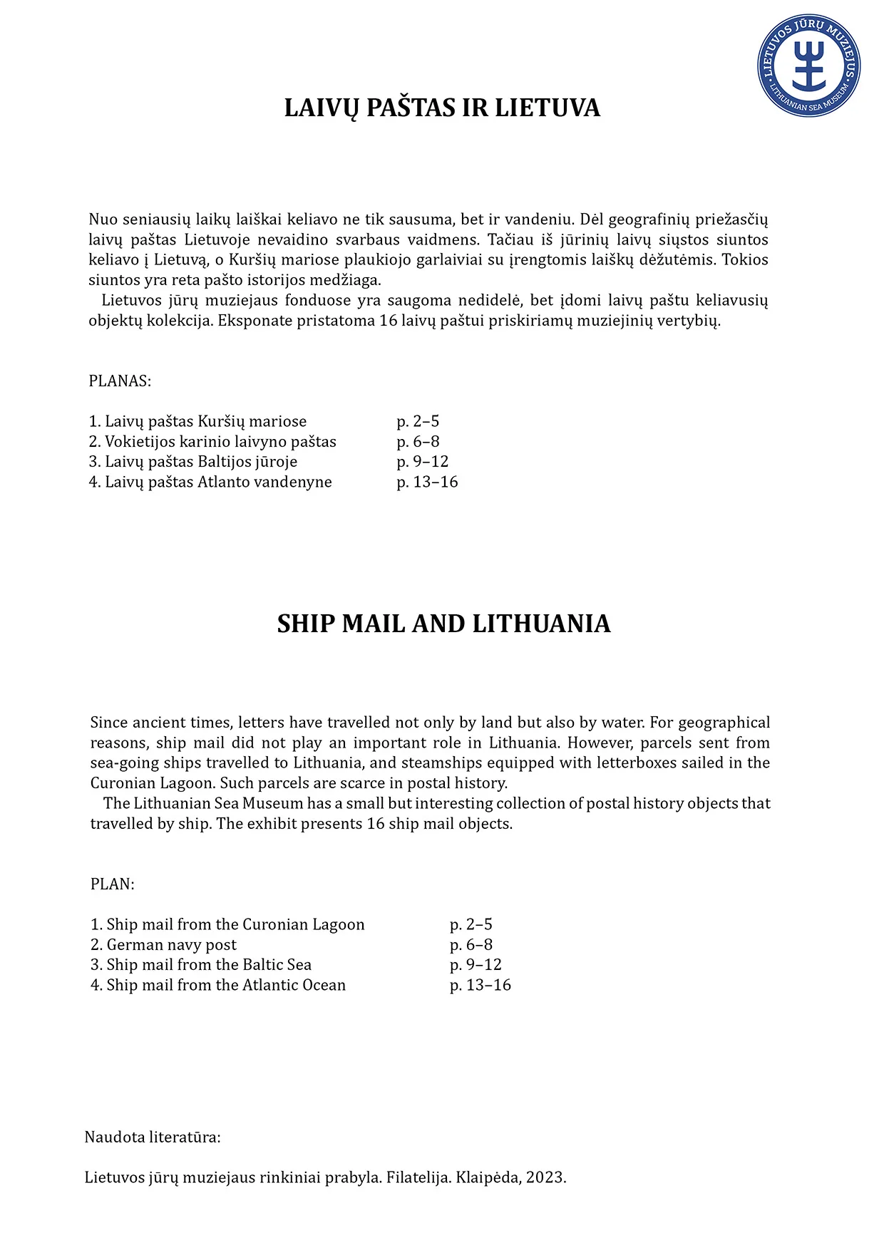 Ship Mail and Lithuania, sheet 101
