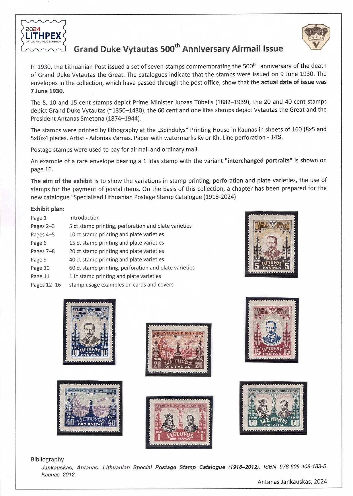 Grand Duke Vytautas 500th Anniversary Airmail Issue, sheet 101
