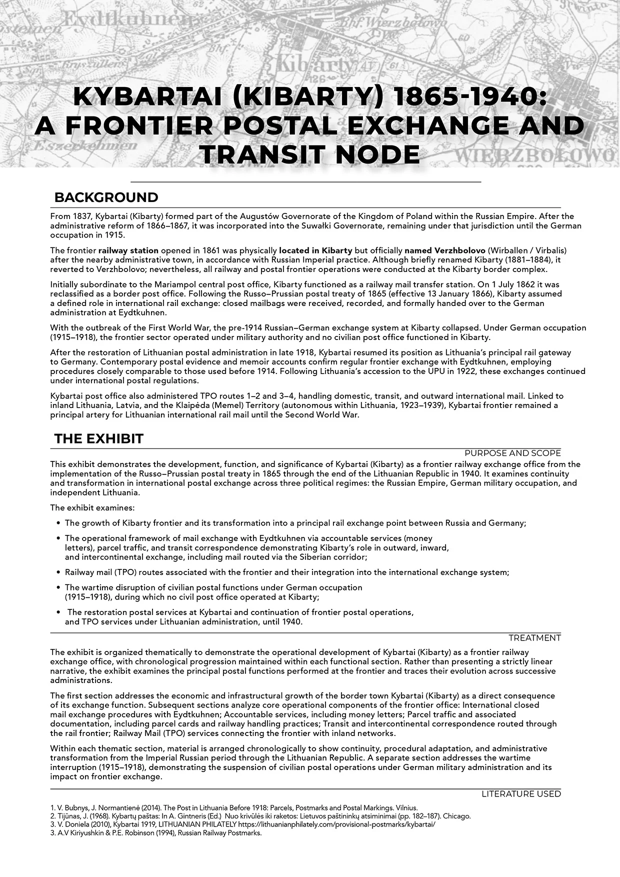Kybartai (Kibarty) 1865–1940 – A Frontier Postal Exchange and Transit Node, sheet 101
